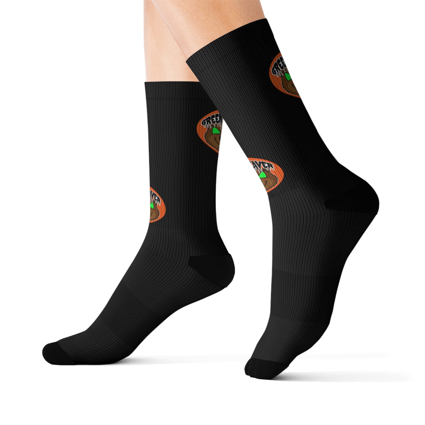 Customized Sublimation Socks - 'GREENBEAVER' Logo Unique Accessories for Every Occasion, Stylish Feet Wear