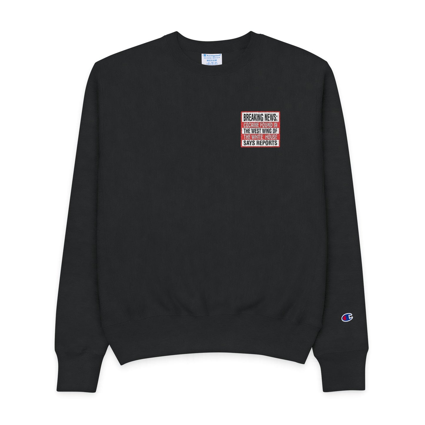 Men’s Champion Crewneck Sweatshirt with 'Breaking News' Embroidered Print