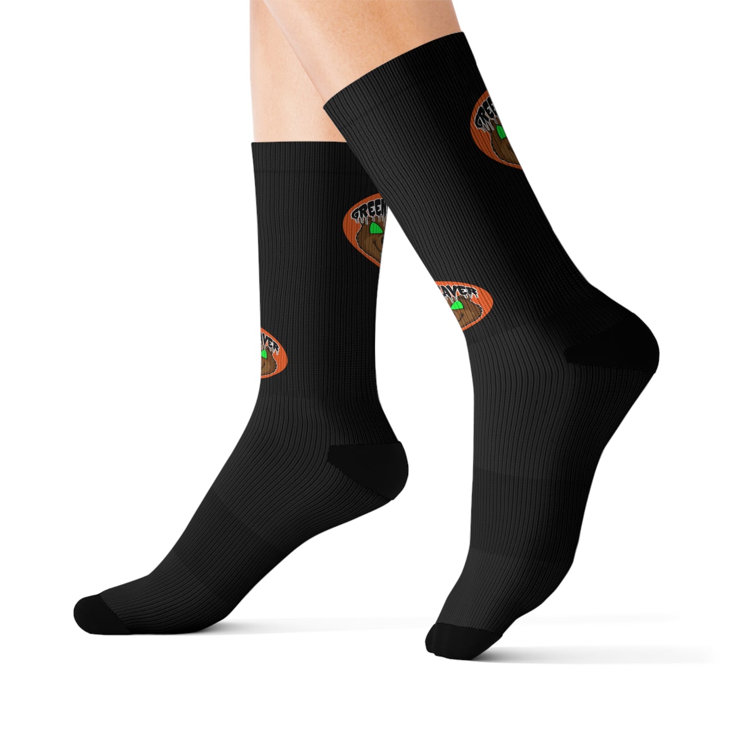 Customized Sublimation Socks - 'GREENBEAVER' Logo Unique Accessories for Every Occasion, Stylish Feet Wear
