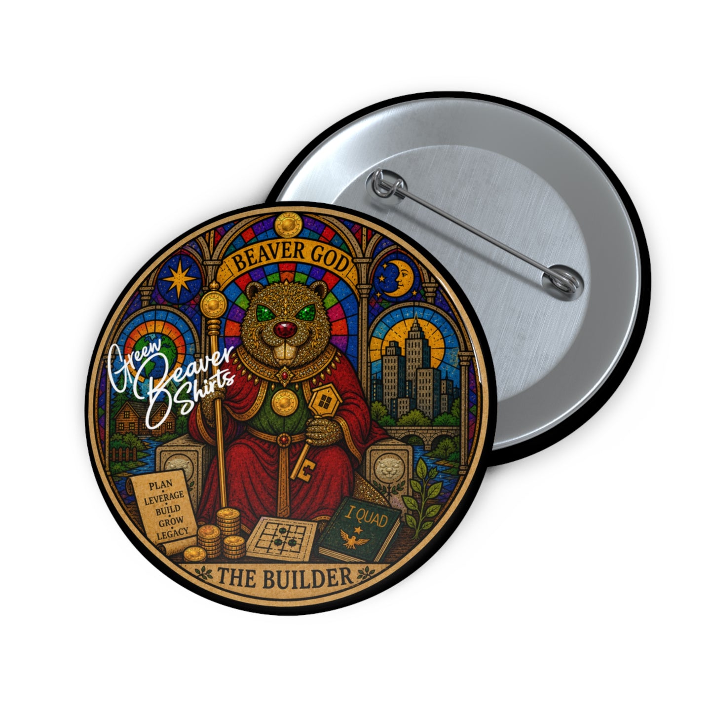 Beaver Tarot Pin Button