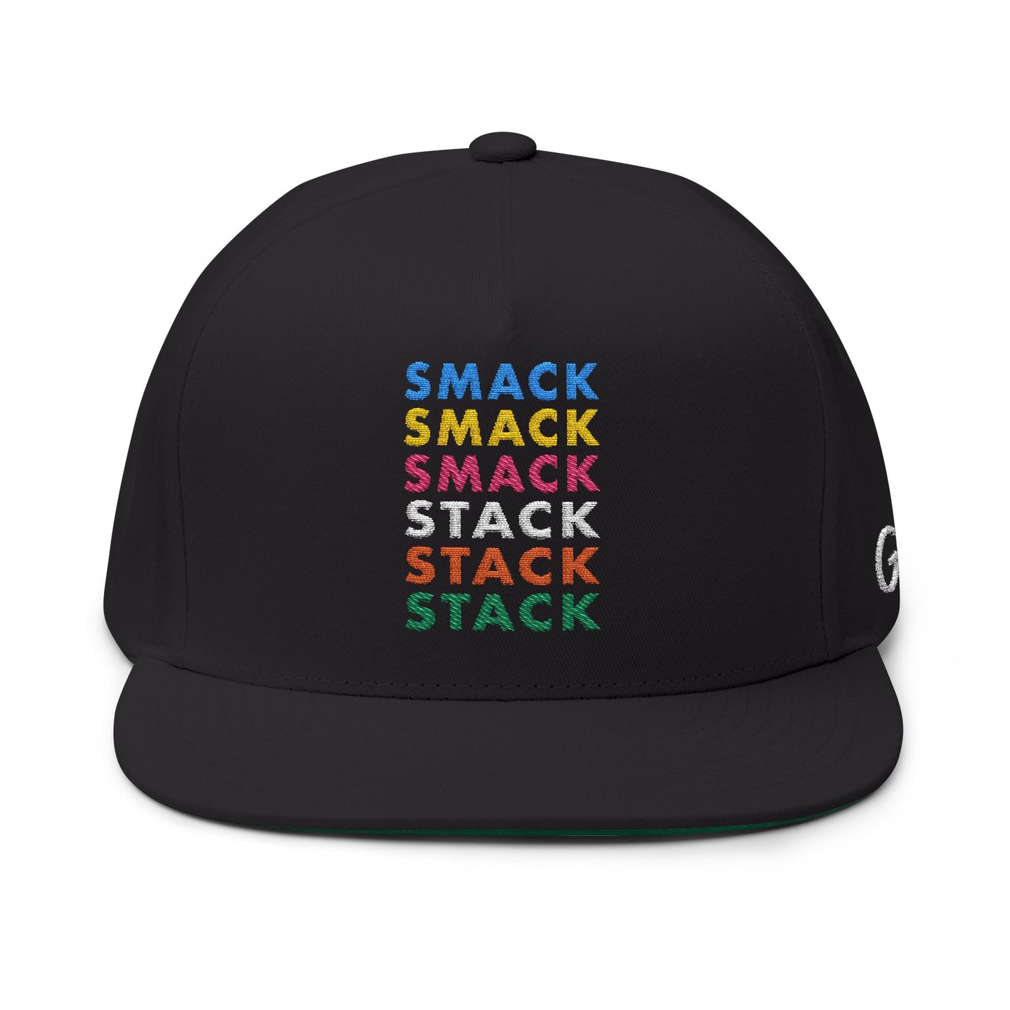 Flat Bill Cap with 'Smack & Stack' Embroidery 'P' Essential