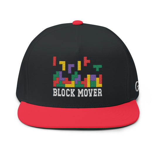 Embroidered Block Mover Flat Bill Cap w/ Green Underbrim