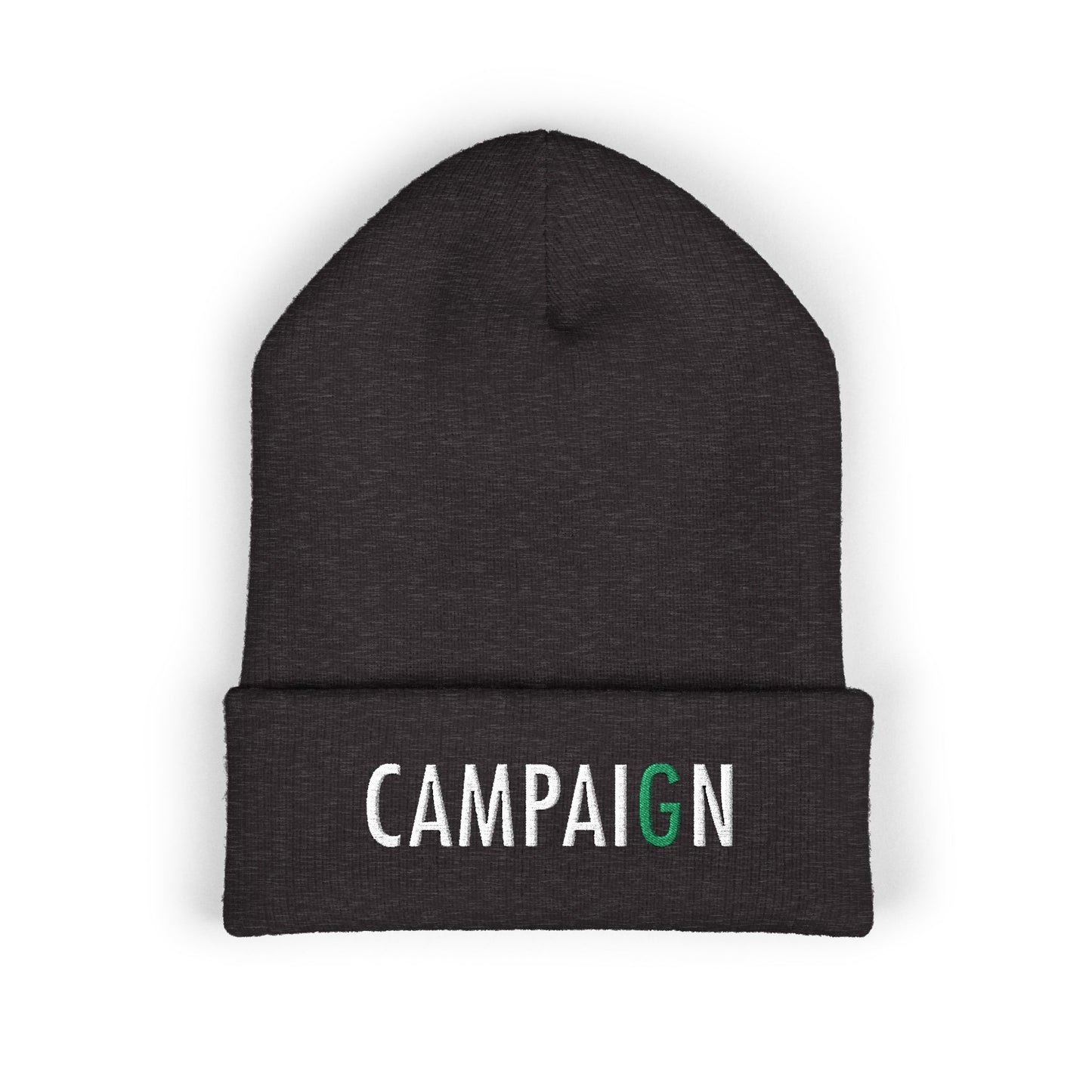 Embroidered 'Campaign' Beanie | Classic Cuffed Hat, Winter Streetwear Style