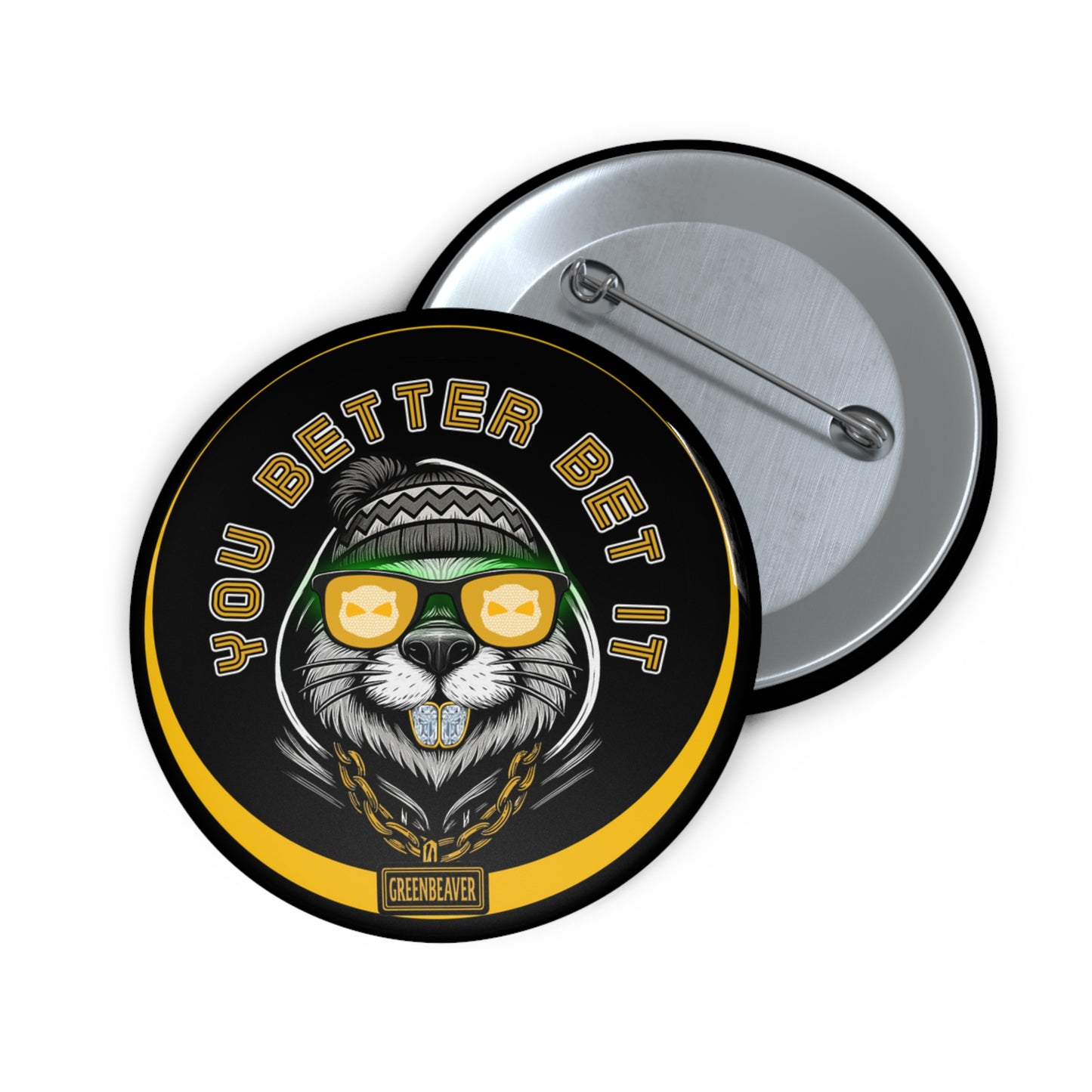 Bet It Beaver Pin Button
