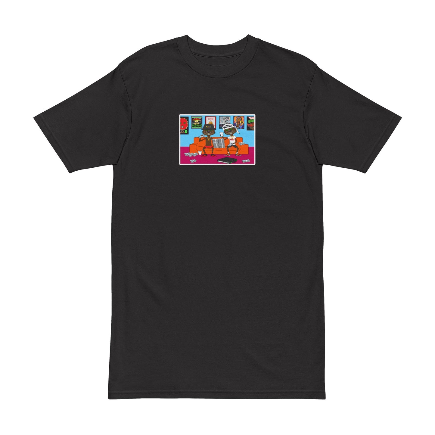 Men's Heavyweight Tee- Two Beavers One Couch Graphic Design
